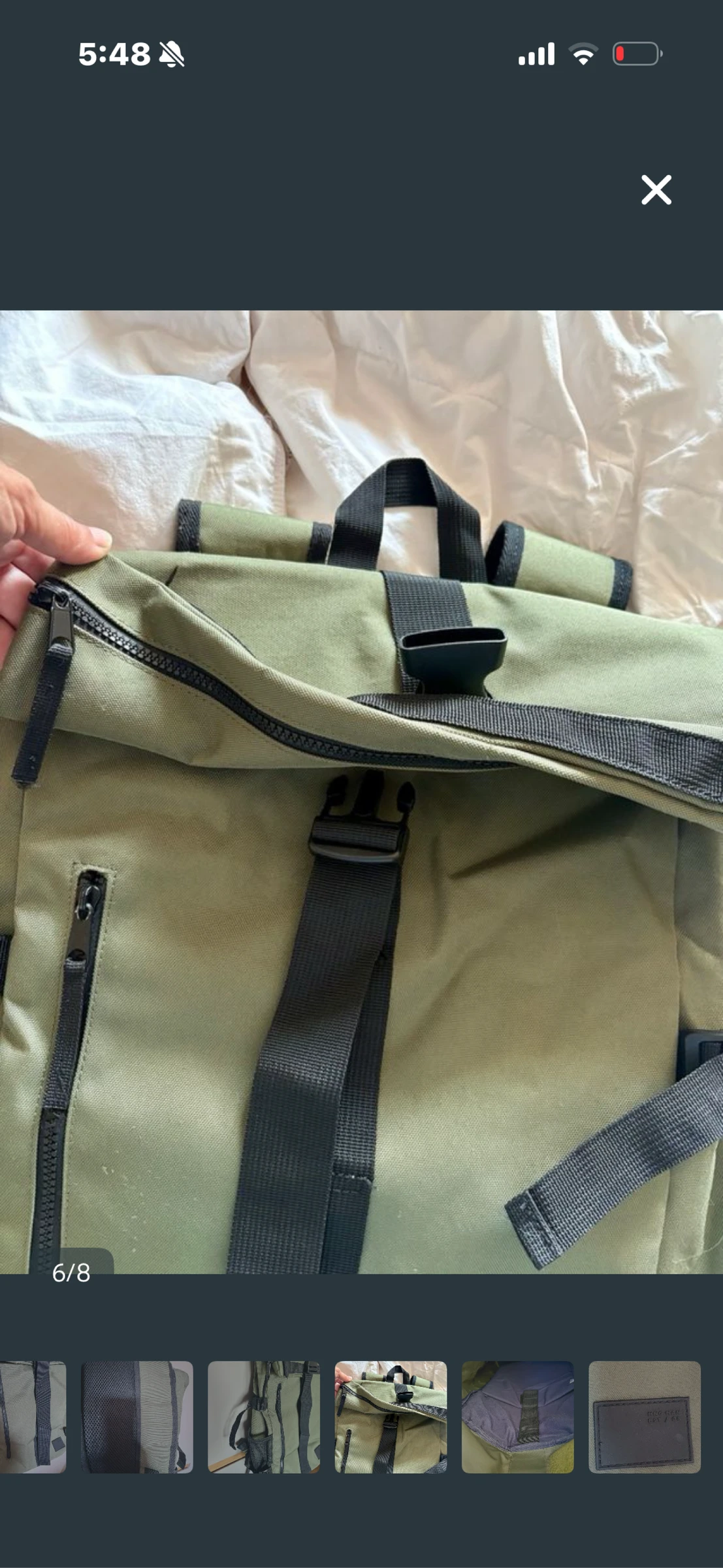 Green roll-top style backpack – photo 6